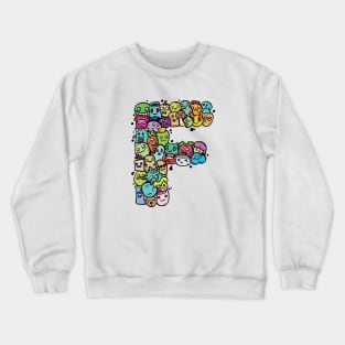 Alphabet Monster Doodle Letter F Monogram Crewneck Sweatshirt